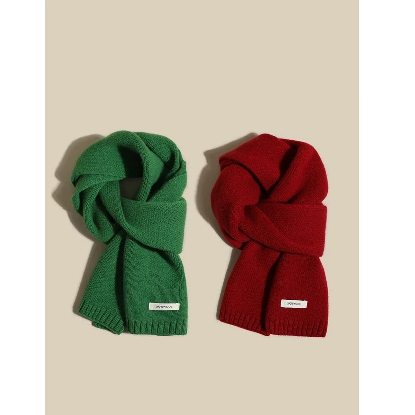 100%澳洲纯羊毛红围巾女2025新款冬季韩系氛围感针织毛线情侣围脖