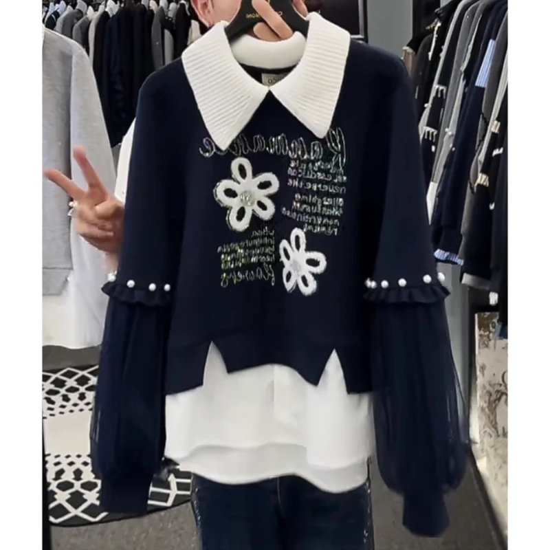 ［现货］新款设计师高级感气质女印花时尚气质显瘦减龄长袖卫衣