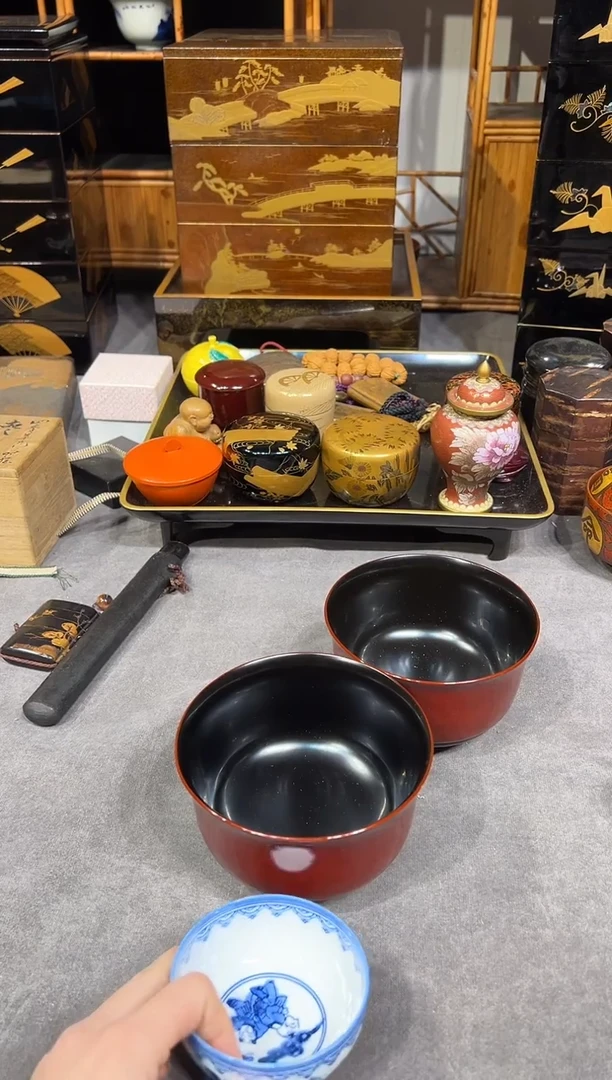 杯洗一对 大漆漆器大漆漆器