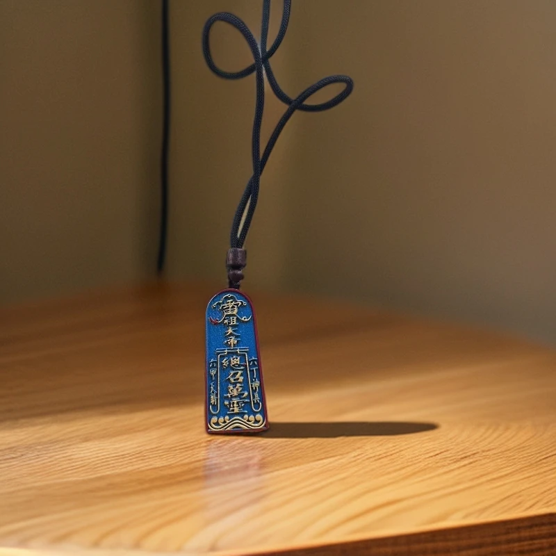 天然辰砂天然红砂彩绘金轮五雷号令挂件