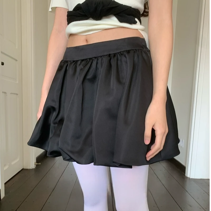 纯色减龄花苞半身裙女早春新款时尚百搭A系宽松高腰蓬蓬短裙