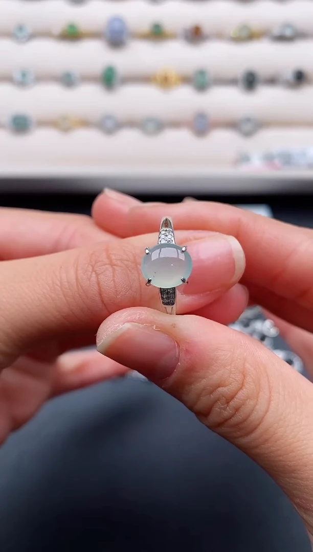 银S925镶嵌戒指翡翠555555+1