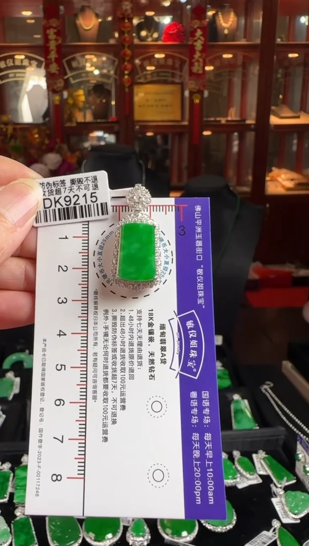 颈饰未镶嵌翡翠DK9215冰绿无事牌