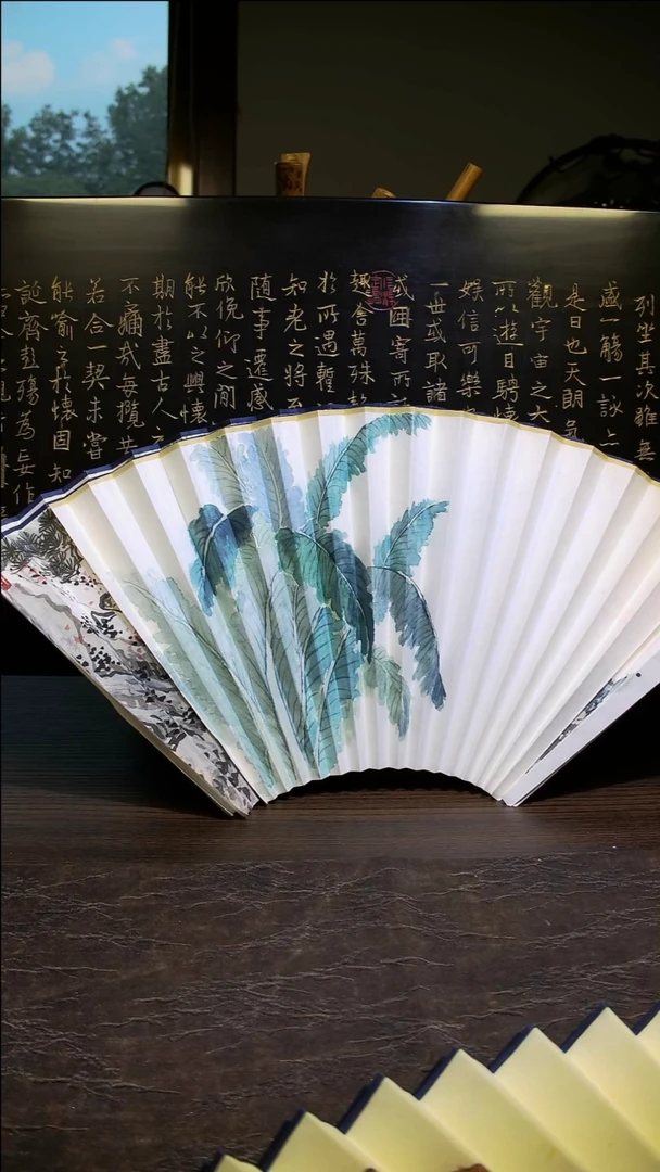 扇子手绘扇面  95寸16方2.0排口  手工檀皮宣