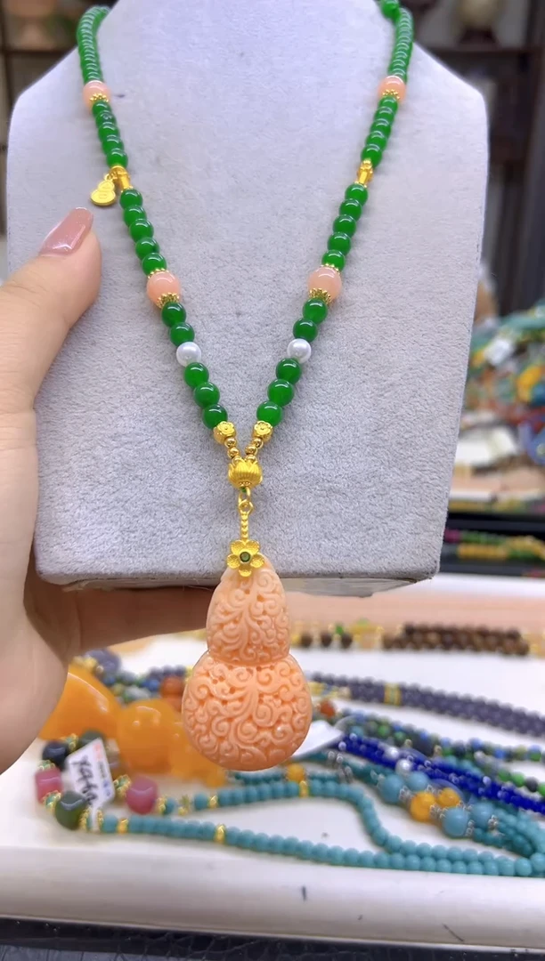 翡翠未镶嵌毛衣链DIY款M591