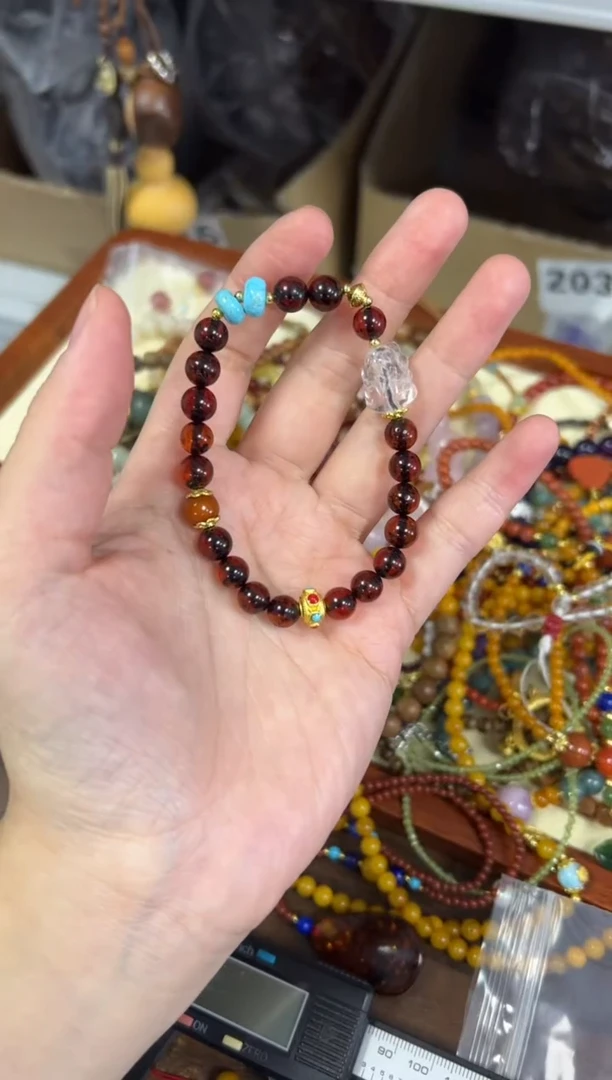 未镶嵌血珀手链琥珀血珀貔貅流苏款手串[0621]