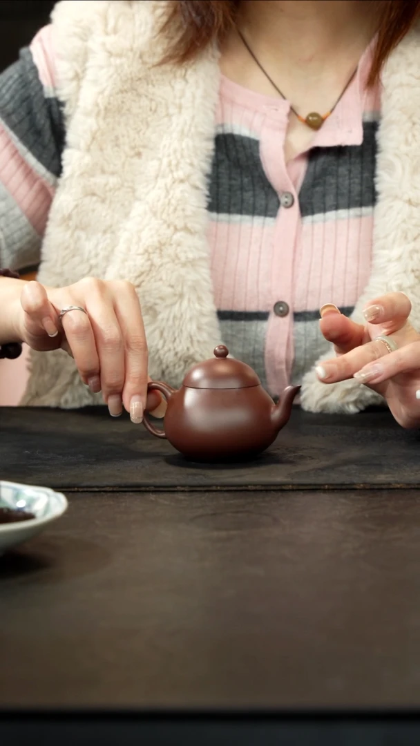 茶壶紫砂老紫泥梨式120cc