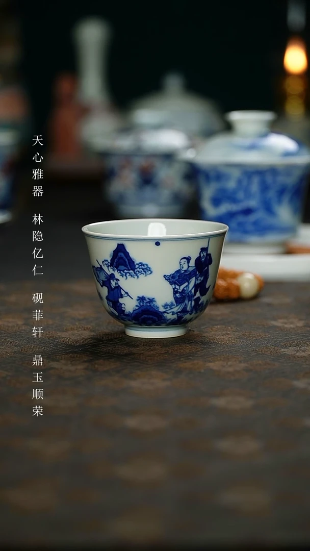 【闪购商品】杯手工手绘仿康熙人物点将图主人杯