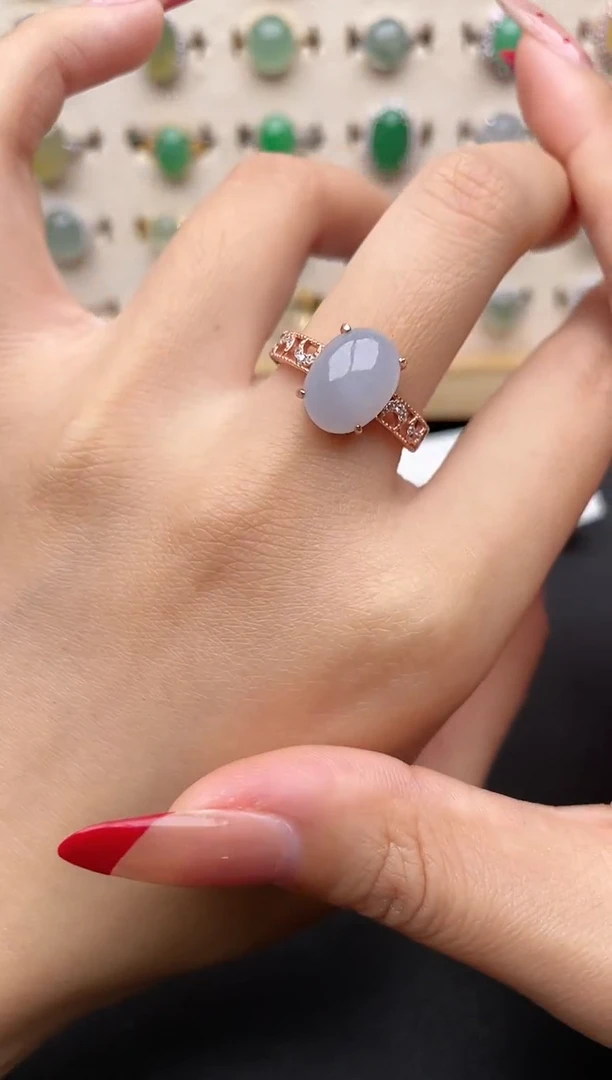 【闪购商品】翡翠戒指银S925镶嵌一物一证一礼盒