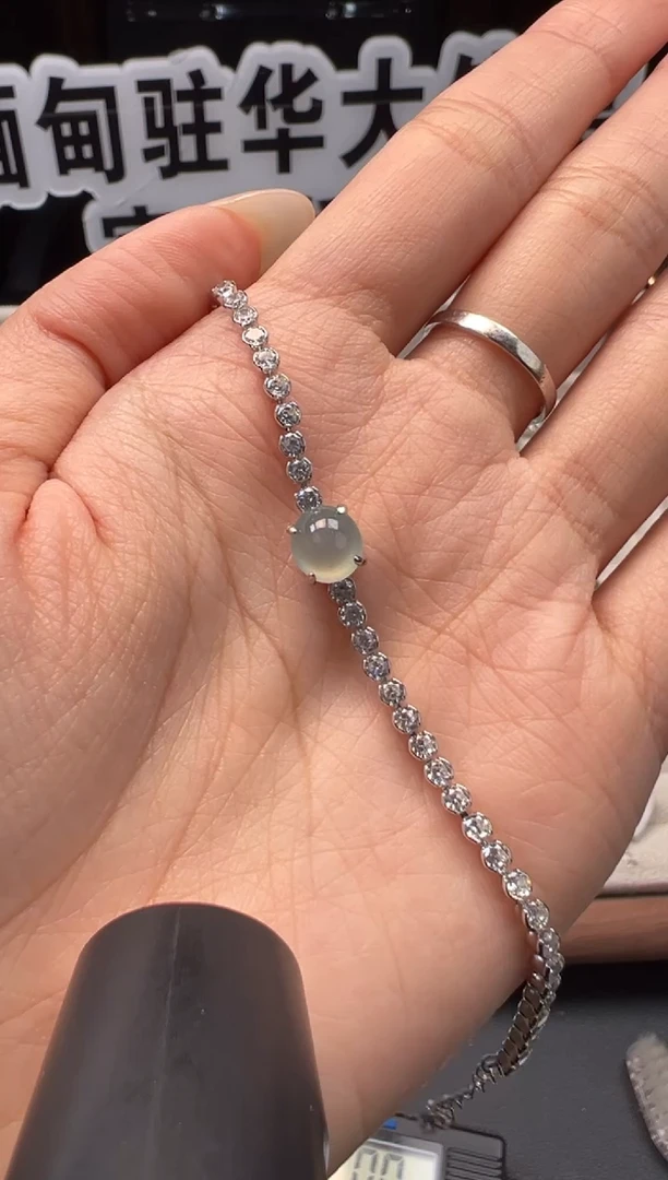 银S925镶嵌手链翡翠 缅甸珠宝严选