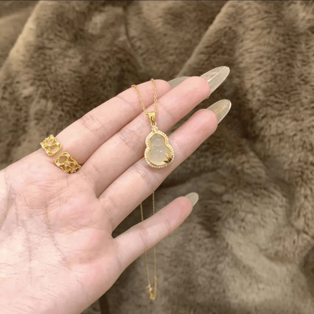 铜合金项链 新中式葫芦项链女国潮风高级感宫廷风气质锁骨链颈链