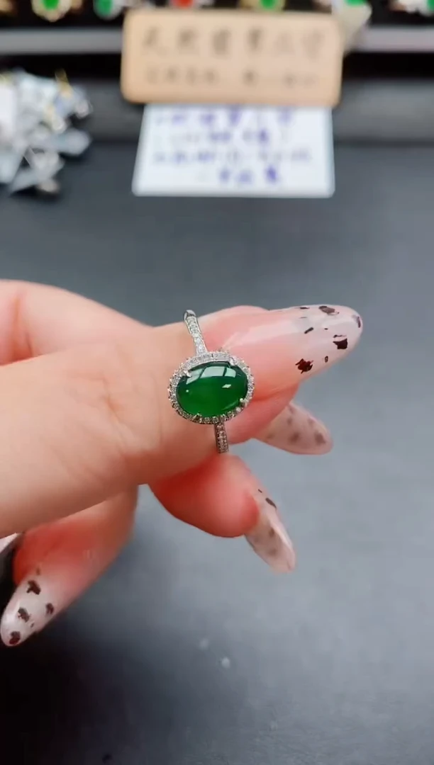 银S925镶嵌戒指翡翠1