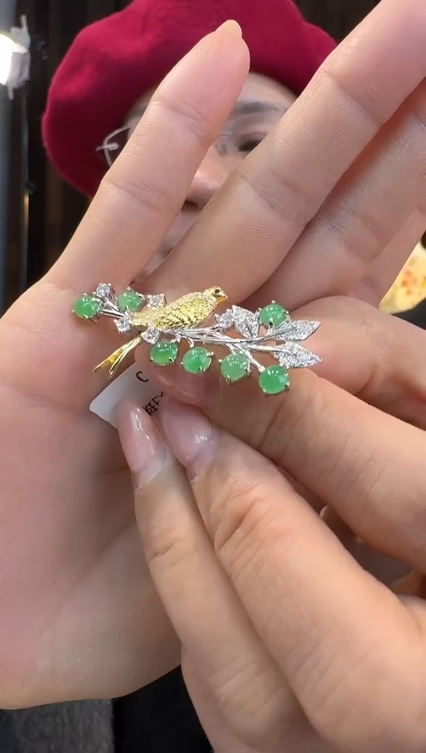 【闪购商品】翡翠胸饰银S925镶嵌胸针