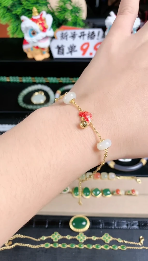 银S925镶嵌手链和田玉1