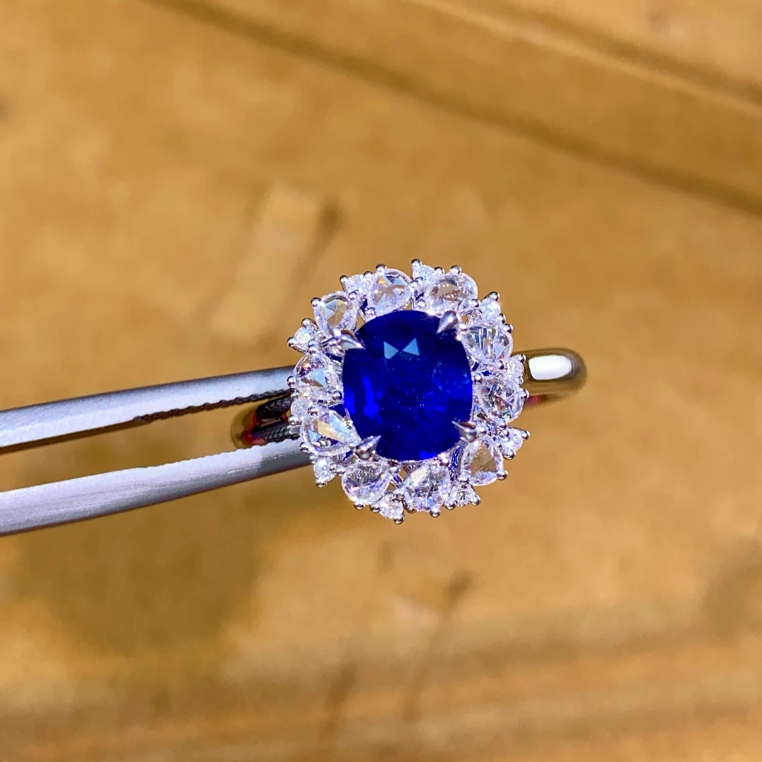 轻奢18K金天然皇家蓝蓝宝石戒指（两用款/不含链）