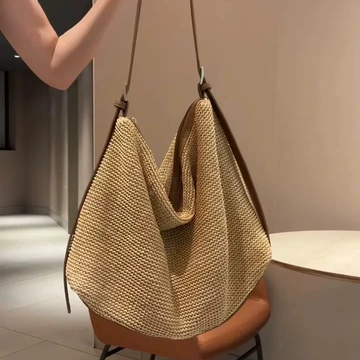 大容量慵懒风包包女式2025新款夏季时尚休闲编织托特包单肩斜挎包