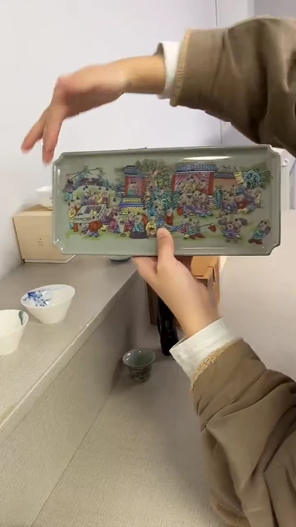 景德镇高温瓷江南百子图壶承