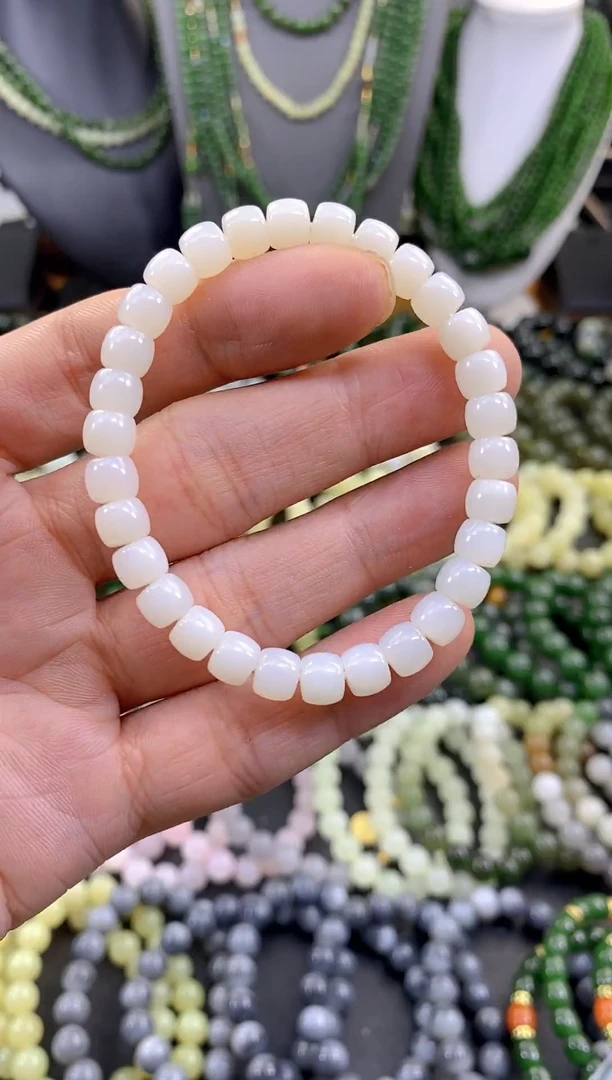 未镶嵌手串和田玉和田玉白玉卡6x7手串