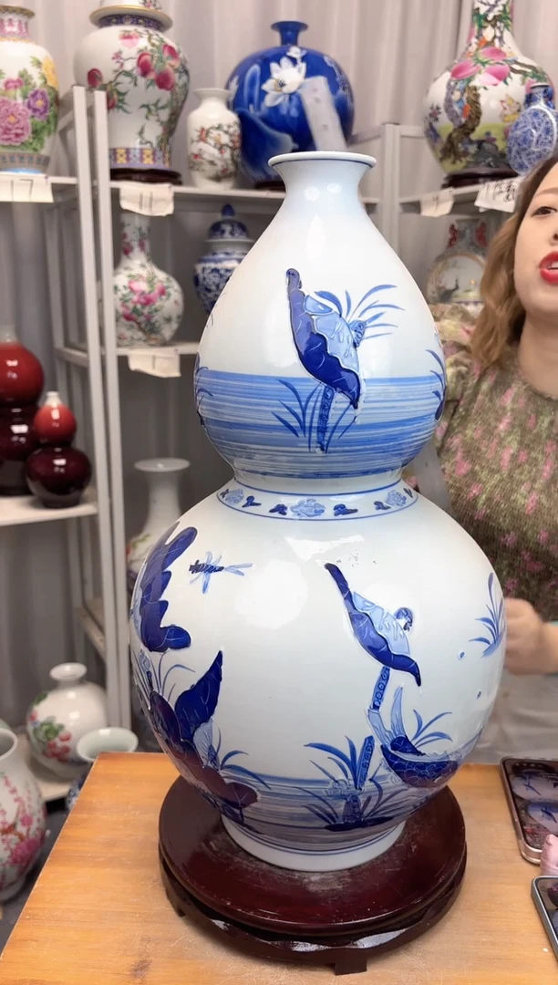 摆件景德镇雕刻葫芦高52