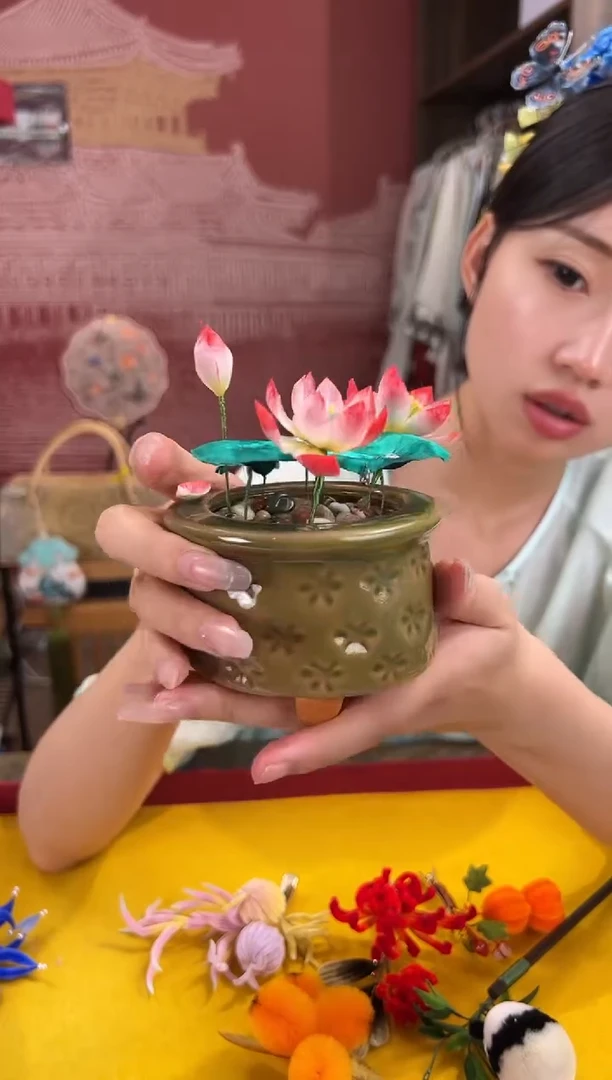 刺绣非遗绒花（发饰）