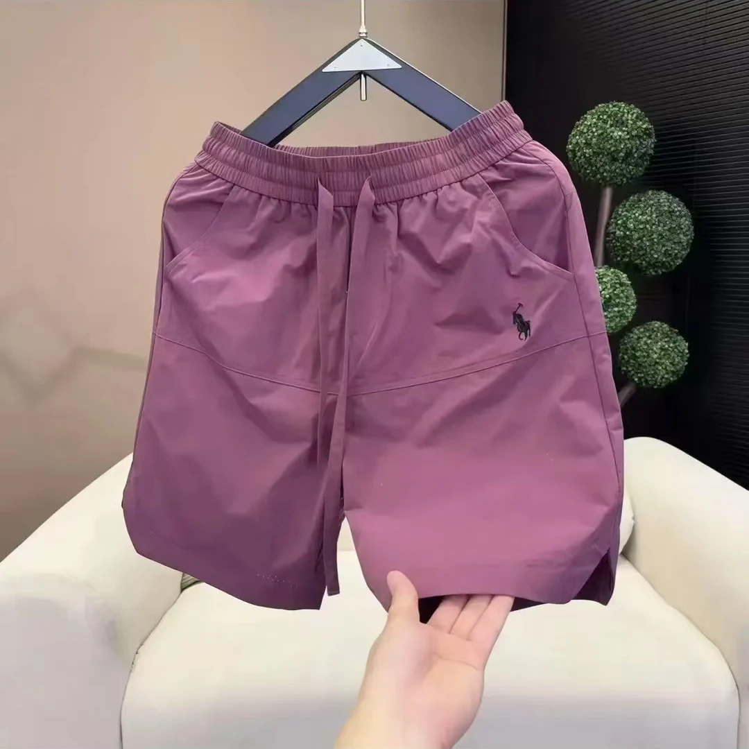 夏季新款速干激光打孔短裤男士休闲百搭简约刺绣五分裤005y