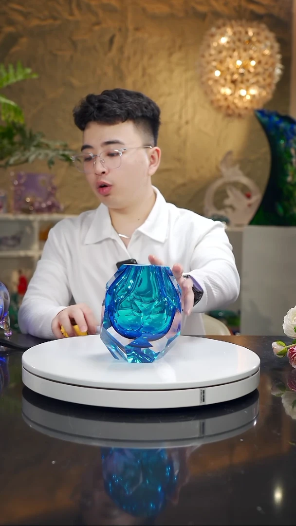 手工艺品琉璃星*汪宝石蓝香薰瓶大号