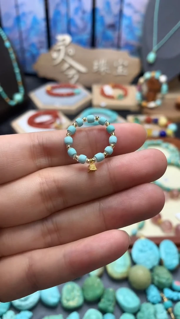 【闪购商品】绿松石戒指18K金镶嵌戒指