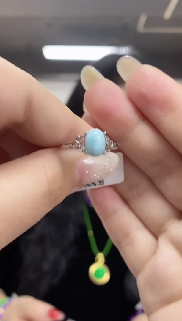 【闪购商品】针钠钙石（海纹石）戒指银S925镶嵌多样性发其一颜色微差