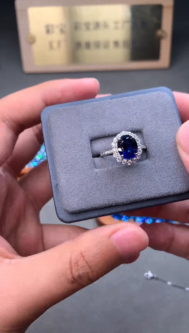 戒指蓝宝石银S925镶嵌2211