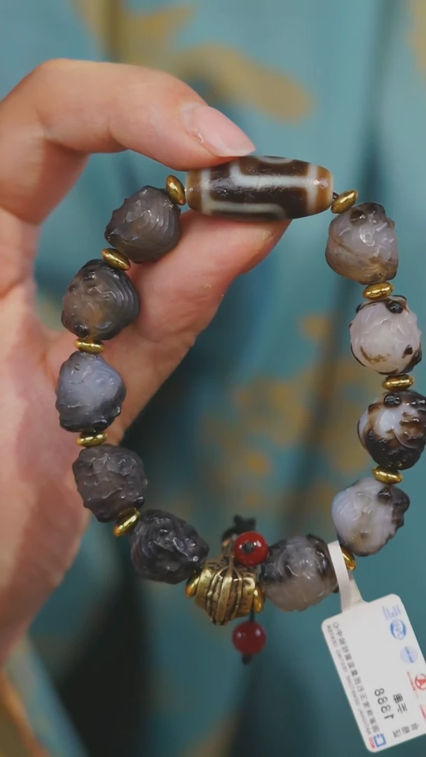 玛瑙/玉髓手串未镶嵌多样性发其一 2眼