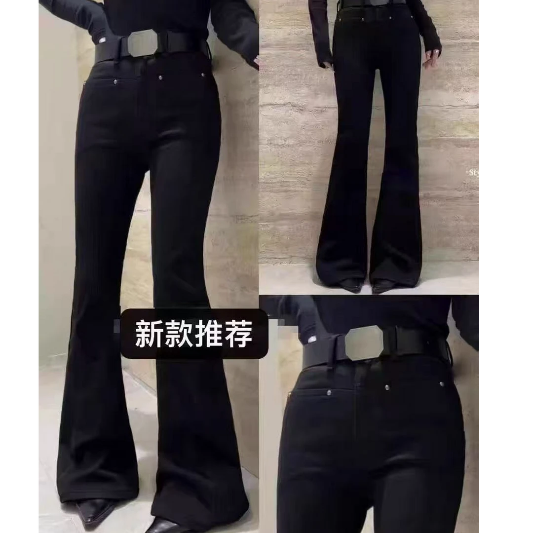 新款K1338黑高弹显瘦微喇裤2505