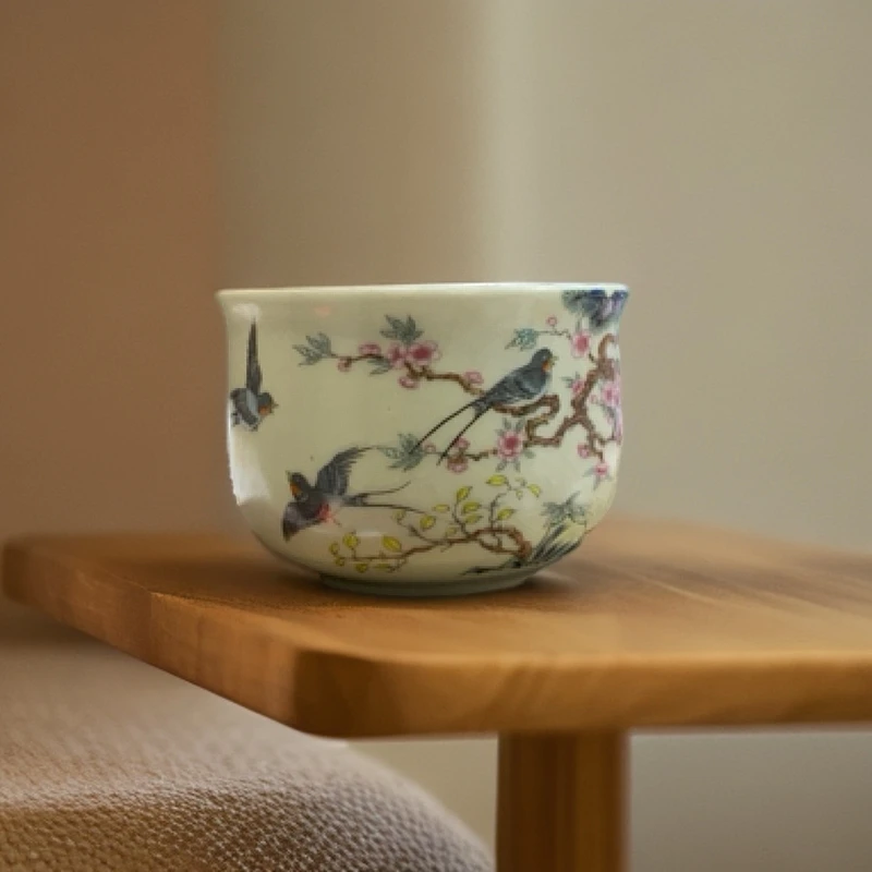 汝窑喜上眉梢茶杯主人杯个人专用铜钱