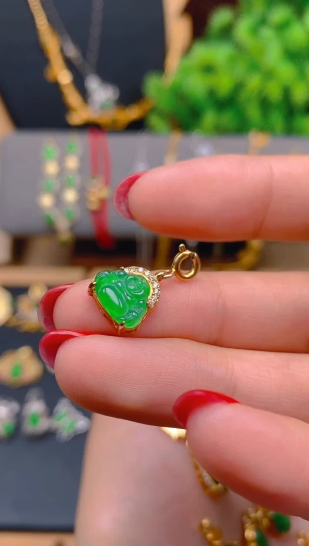 吊坠(不含链)银S925镶嵌翡翠佛公万能扣