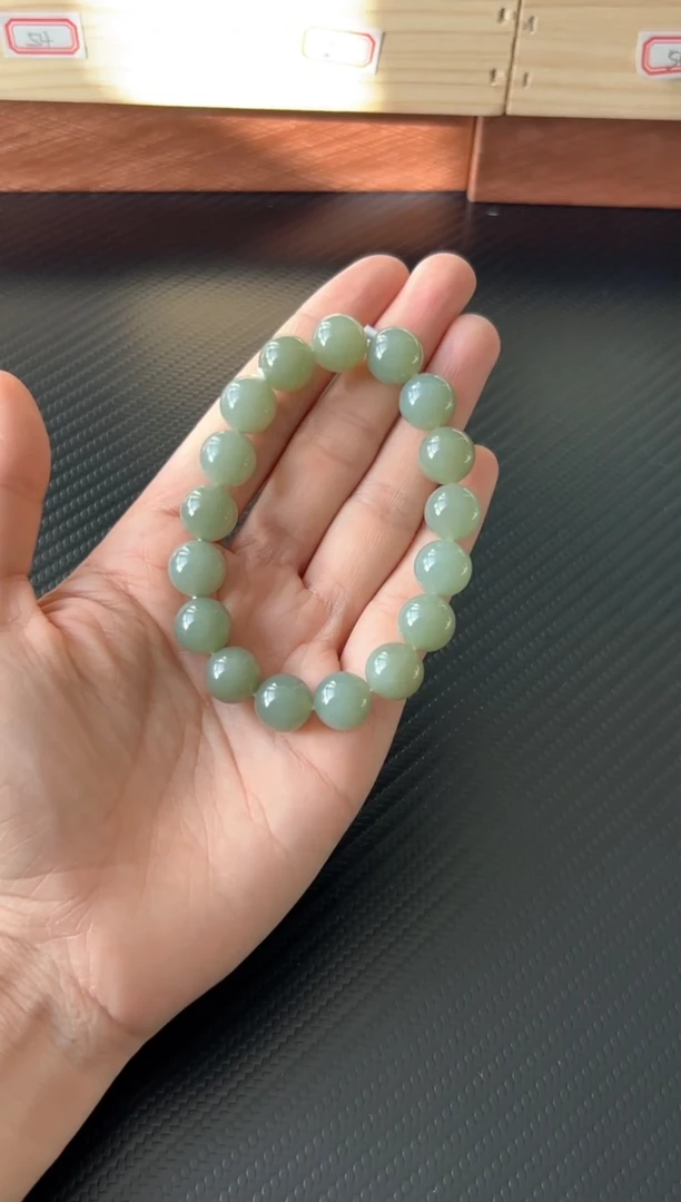 未镶嵌手串和田玉且末微色差且末蓝 卡12mk