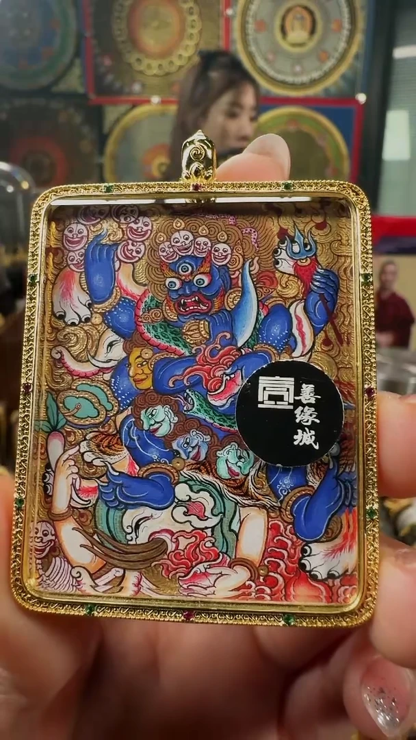 吊坠 壹善缘城手绘唐卡大黑天