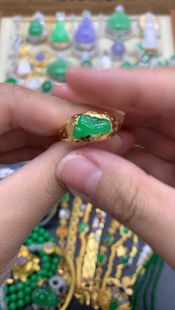 翡翠戒指18K金镶嵌417-中国好珍宝