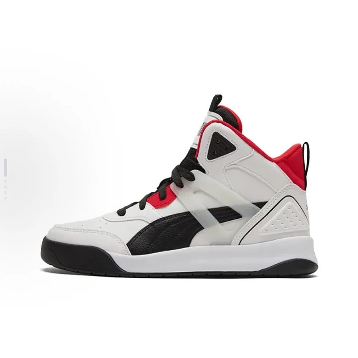 PUMA织物人造革复古撞色包裹性轻便耐磨中帮板鞋白黑红37413901