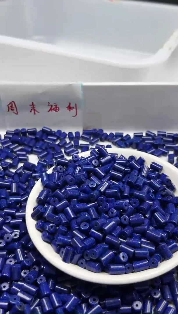 未镶嵌颈饰玛瑙/玉髓W591青*金石桶珠8*5mm*20颗
