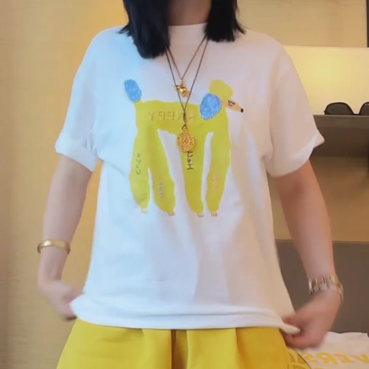 2025夏新款百搭T恤云朵绵羊串珠圆领短袖上衣LK2503169