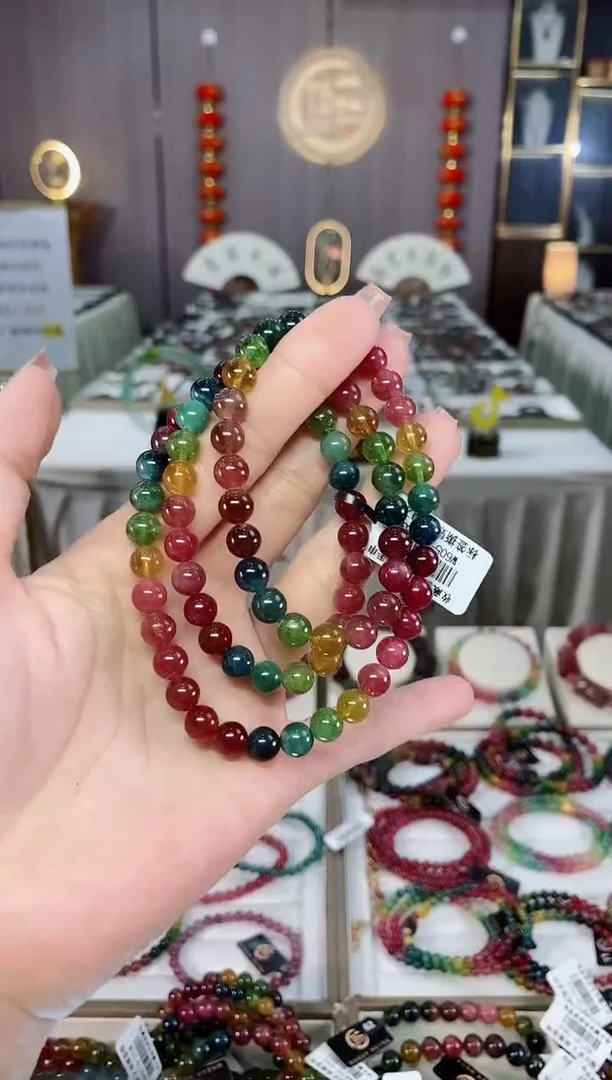 未镶嵌收藏级老矿碧玺三圈手串7mm+碧玺hon多样性发一条