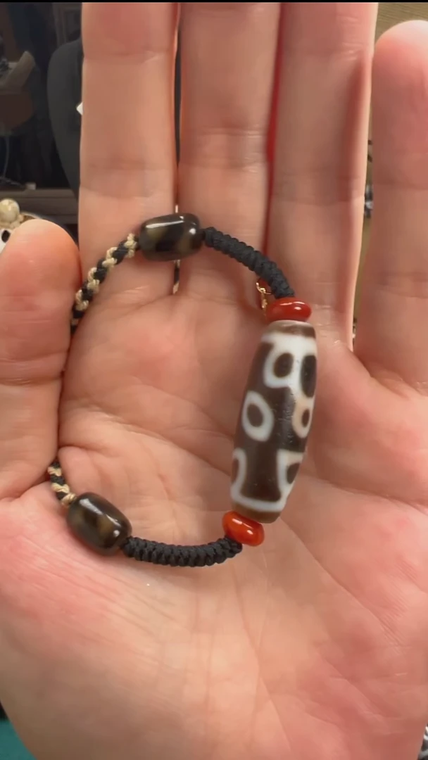 玛瑙/玉髓颈饰未镶嵌小卢全手工朱砂料玛瑙天珠