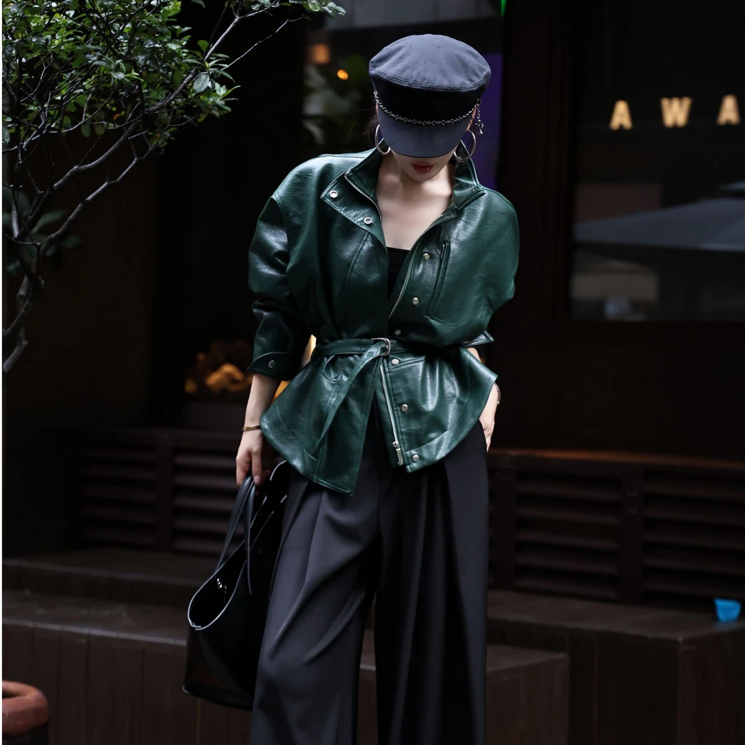 百搭女装常规款短款复古皮衣气质法式春季