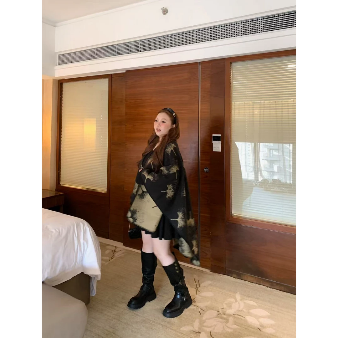 慧芝huizhi 杏叶披肩 定制款 两面穿富婆披肩