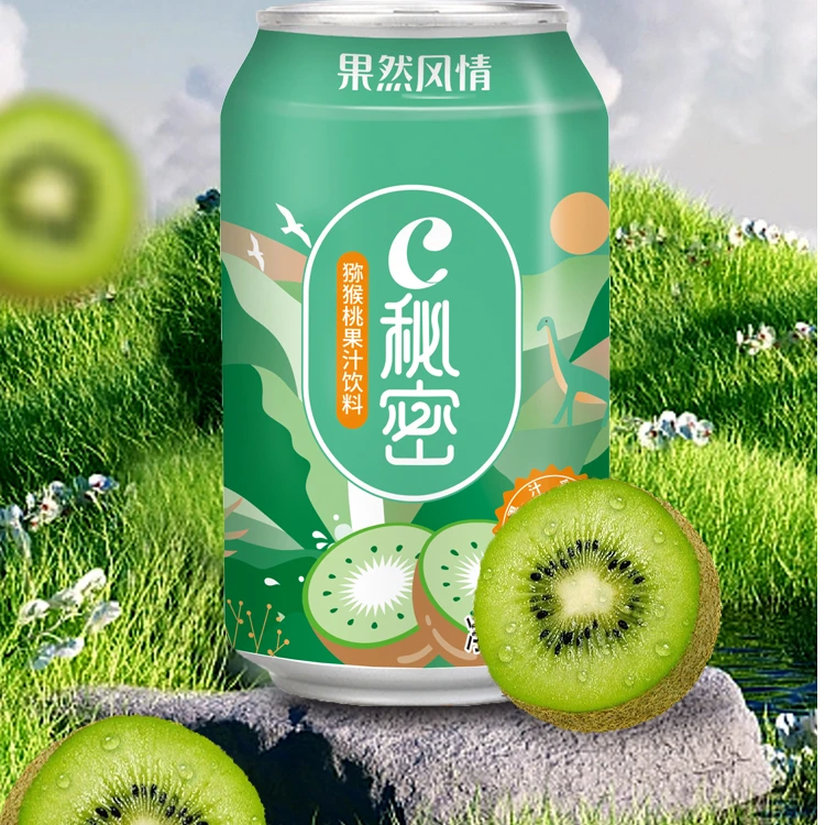 果然风情 猕猴桃果汁饮料南阳西峡特产罐装猕猴桃汁310ml/罐呢