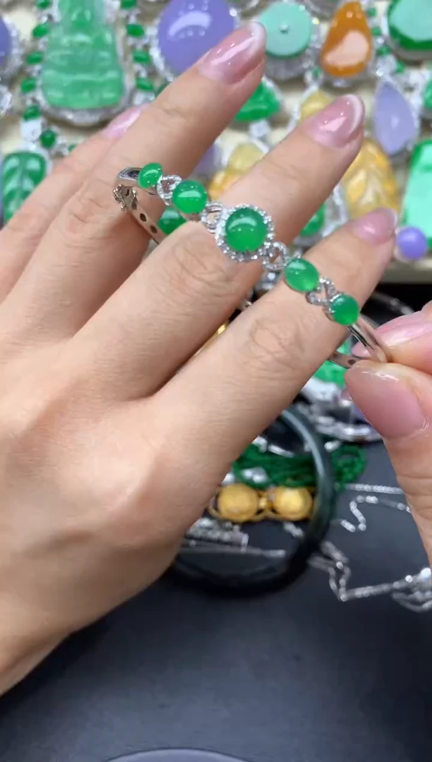 【闪购商品】翡翠手镯18K金镶嵌408-中国好珍宝