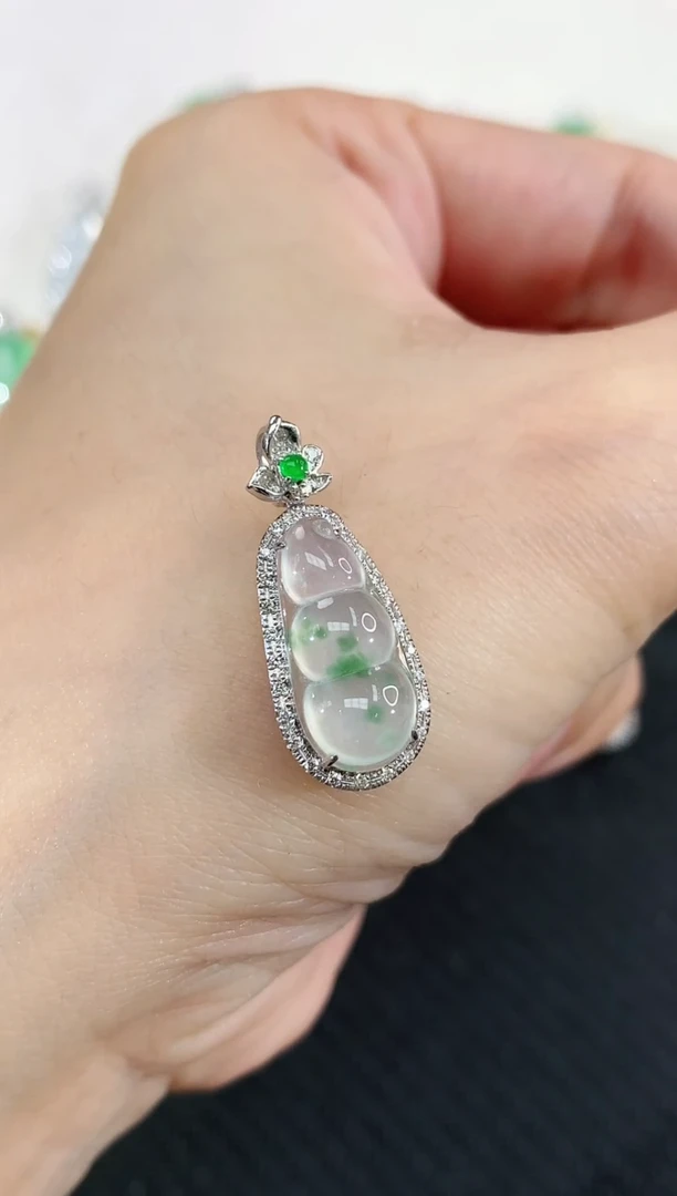 吊坠(不含链)18K金镶嵌翡翠41|3980