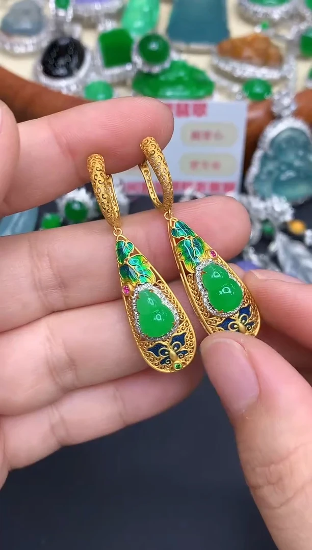 18K金镶嵌翡翠耳饰505-中国好珍宝