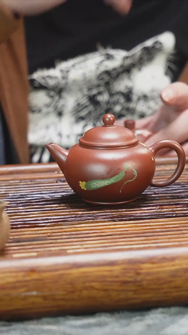 茶壶紫砂赵庄朱泥泥绘水平