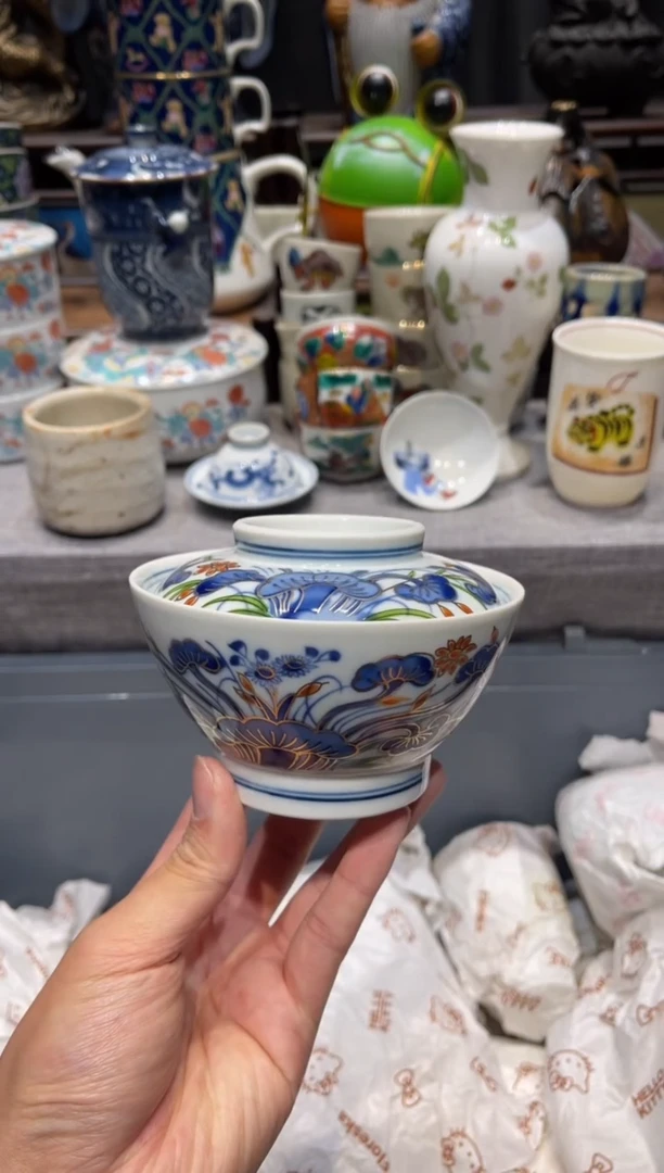 瓷片龙峰青花盖碗