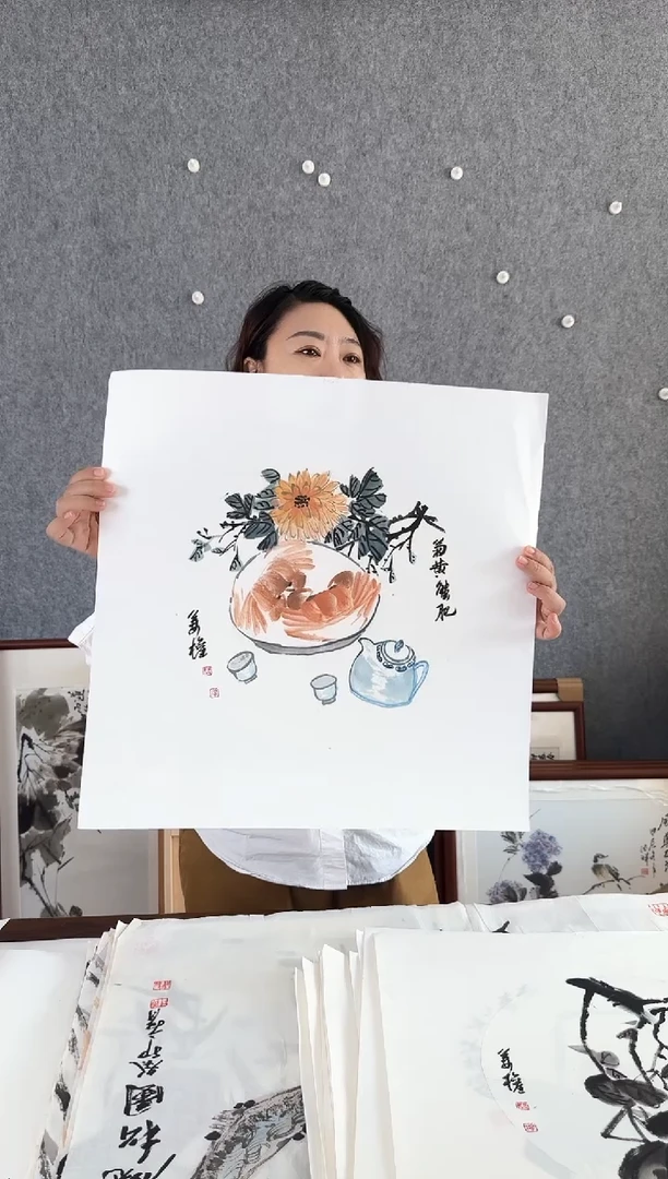 国画纯手绘 孤品 螃蟹
